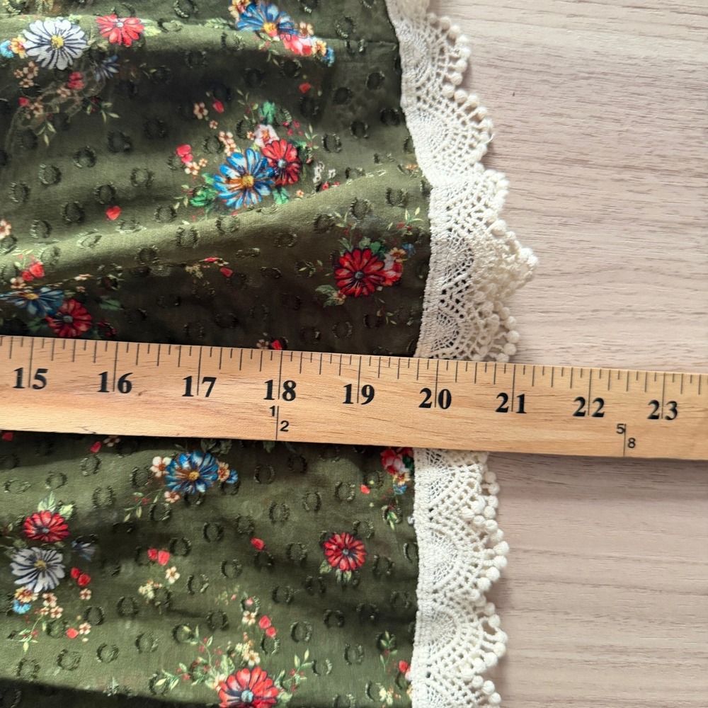 Farm Rio Mixed Floral Patchwork Lace Trim Babydoll Blouse S - Picture 8 of 9